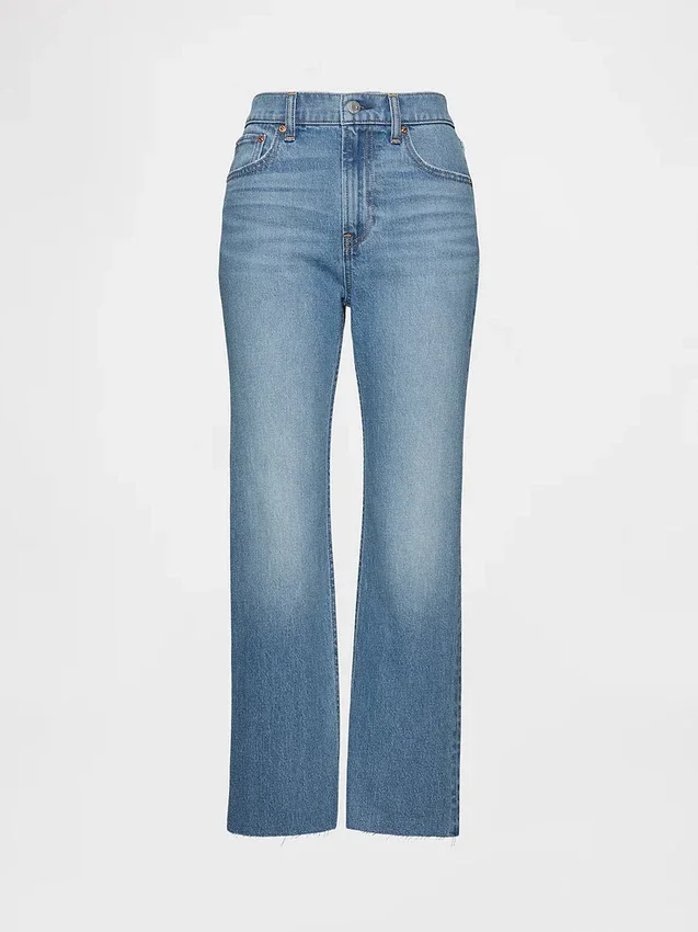 Jeans cropped a vita alta, slim e dritti in stile anni '90