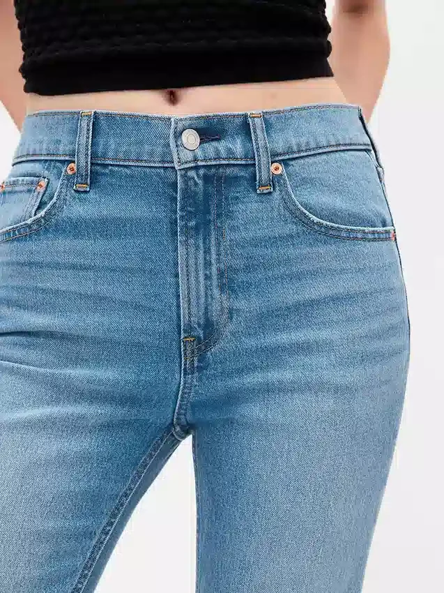 Jeans cropped a vita alta, slim e dritti in stile anni '90