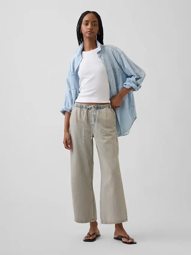 Jeans cropped larghi in stile anni '90 a vita bassa
