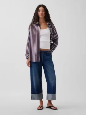 Jeans cropped larghi in stile anni '90 a vita bassa