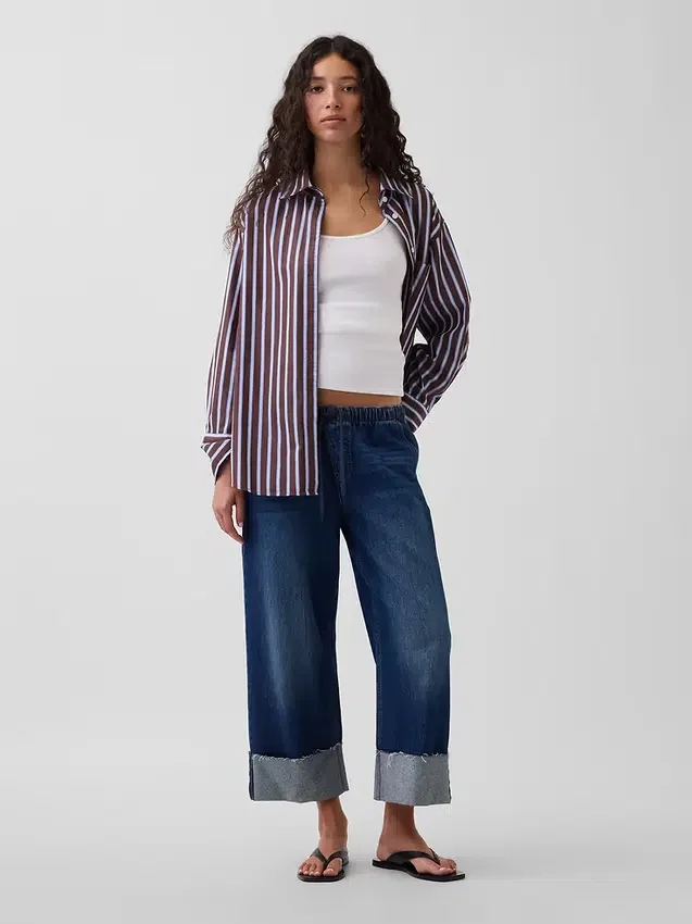 Jeans cropped larghi in stile anni '90 a vita bassa