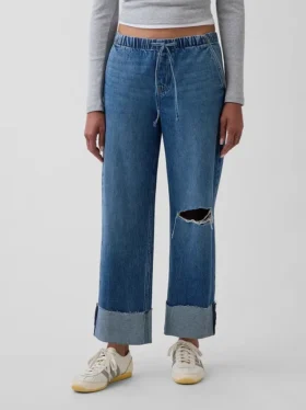 Jeans cropped larghi in stile anni ’90 a vita bassa