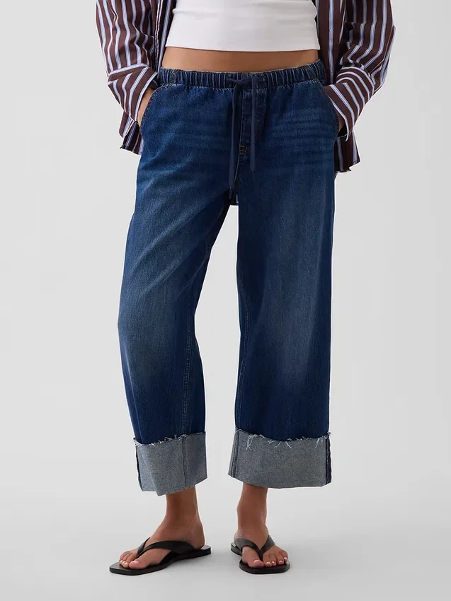 Jeans cropped larghi in stile anni '90 a vita bassa