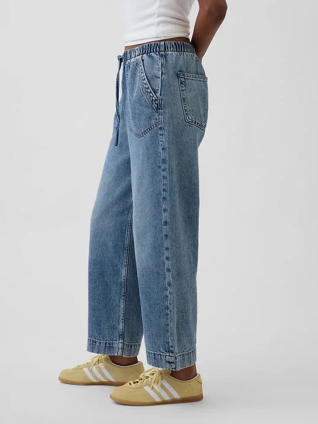 Jeans cropped larghi in stile anni '90 a vita bassa