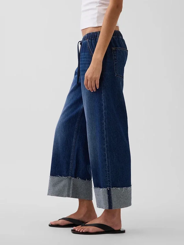 Jeans cropped larghi in stile anni '90 a vita bassa