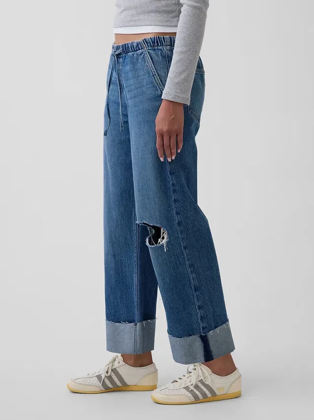 Jeans cropped larghi in stile anni '90 a vita bassa