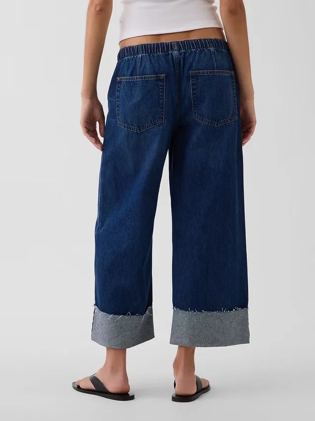 Jeans cropped larghi in stile anni '90 a vita bassa