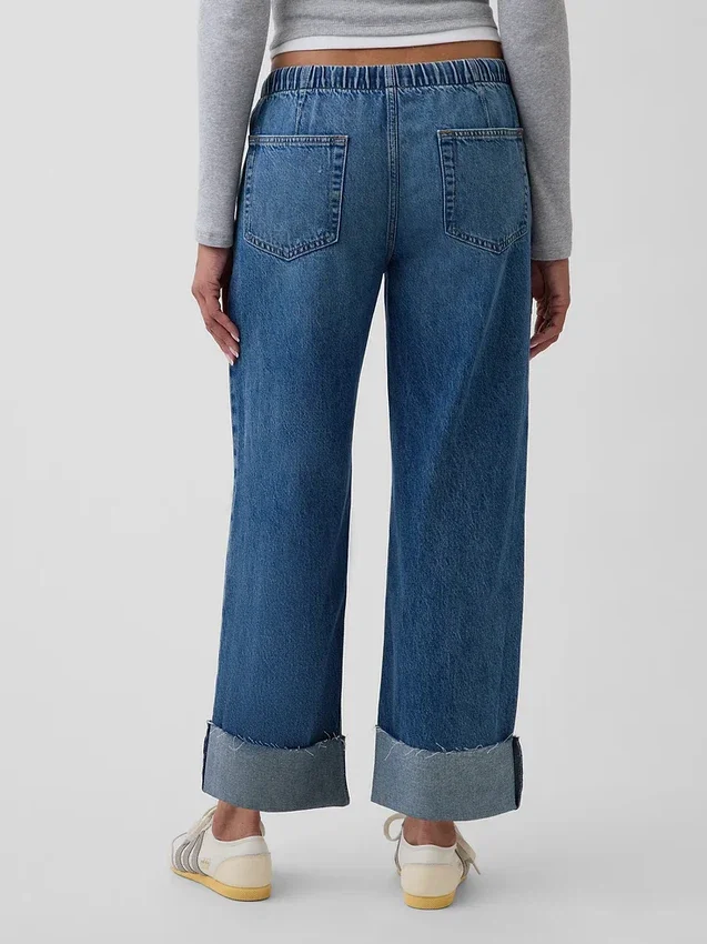Jeans cropped larghi in stile anni '90 a vita bassa