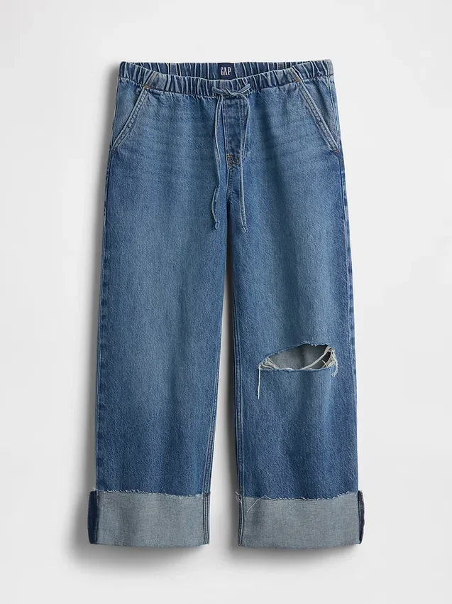 Jeans cropped larghi in stile anni '90 a vita bassa