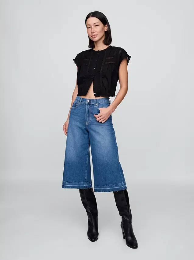 Jeans culotte a vita alta