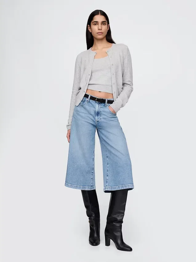 Jeans culotte a vita alta