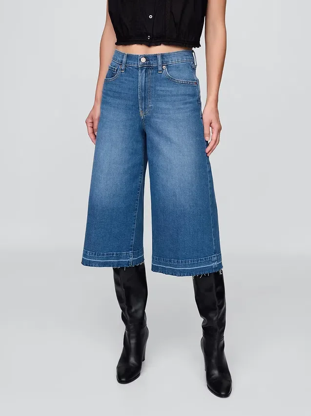 Jeans culotte a vita alta
