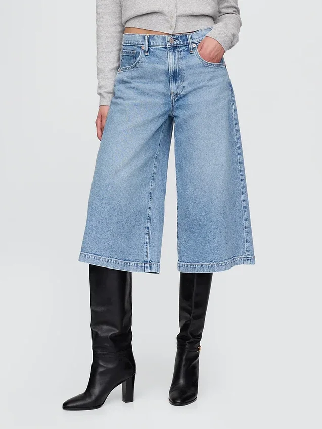 Jeans culotte a vita alta