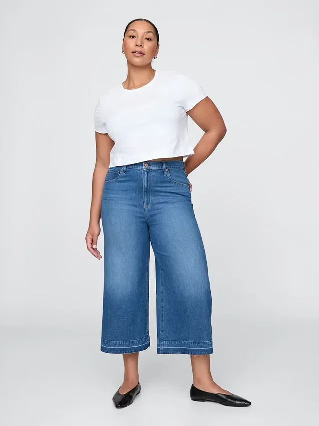 Jeans culotte a vita alta