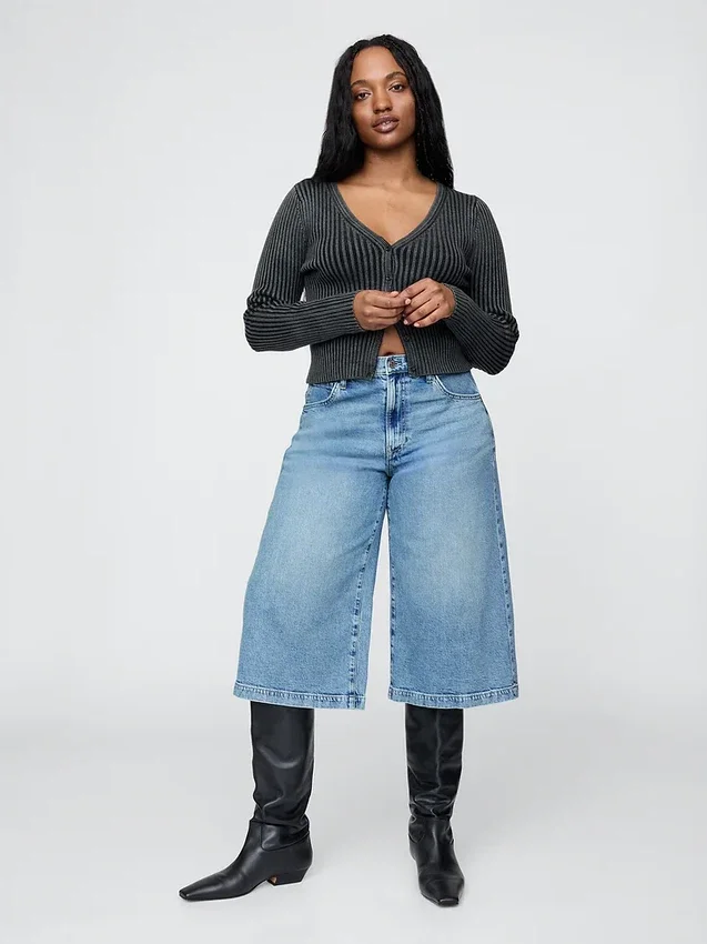 Jeans culotte a vita alta
