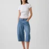 Jeans culotte a vita alta con cintura
