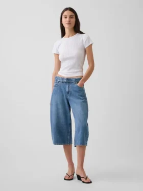 Jeans culotte a vita alta con cintura
