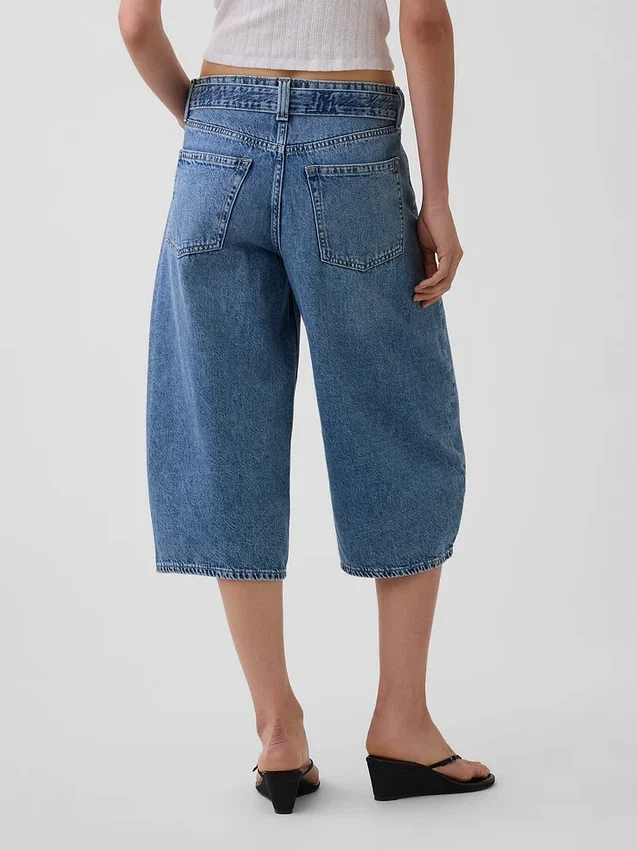 Jeans culotte a vita alta con cintura