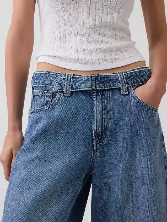 Jeans culotte a vita alta con cintura