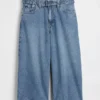 Jeans culotte a vita alta con cintura