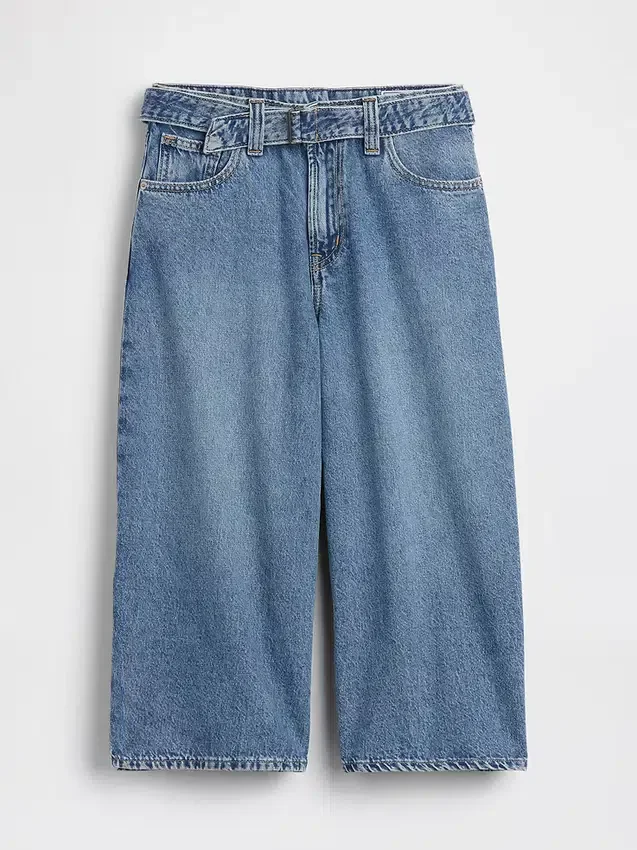 Jeans culotte a vita alta con cintura