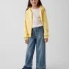 Jeans da bambino a vita alta, gamba larga e lunghezza alla caviglia