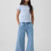 Jeans da bambino a vita alta, gamba larga e lunghezza alla caviglia