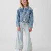Jeans da bambino a vita alta, gamba larga e lunghezza alla caviglia
