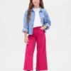 Jeans da bambino a vita alta, gamba larga e lunghezza alla caviglia