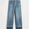 Jeans da bambino a vita alta, gamba larga e lunghezza alla caviglia