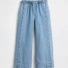 Jeans da bambino a vita alta, gamba larga e lunghezza alla caviglia
