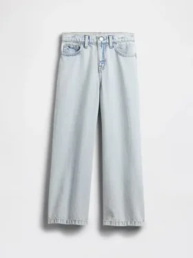 Jeans da bambino a vita alta, gamba larga e lunghezza alla caviglia