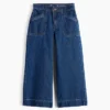 Jeans da bambino a vita alta, gamba larga e lunghezza alla caviglia