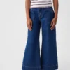 Jeans da bambino a vita alta, gamba larga e lunghezza alla caviglia
