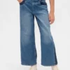 Jeans da bambino a vita alta, gamba larga e lunghezza alla caviglia