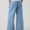 Jeans da bambino a vita alta, gamba larga e lunghezza alla caviglia