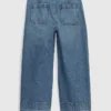 Jeans da bambino a vita alta, gamba larga e lunghezza alla caviglia