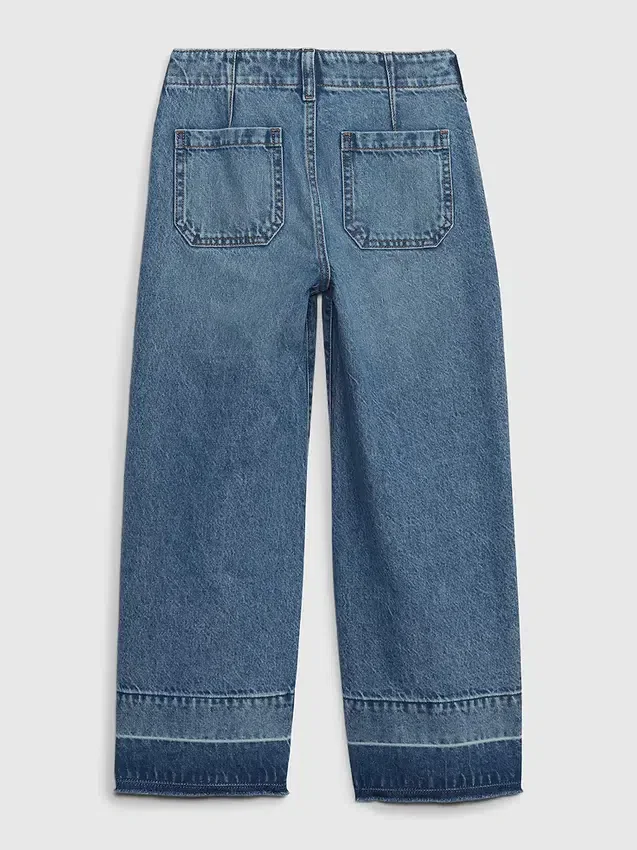 Jeans da bambino a vita alta, gamba larga e lunghezza alla caviglia