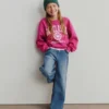 Jeans da bambino a vita alta, gamba larga e lunghezza alla caviglia