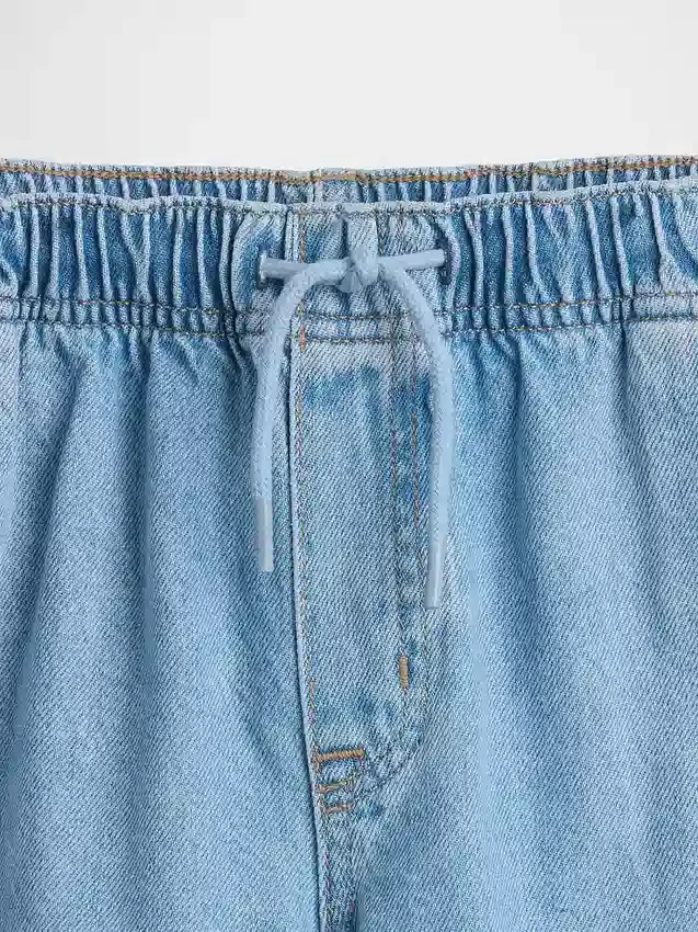 Jeans da bambino a vita alta, gamba larga e lunghezza alla caviglia