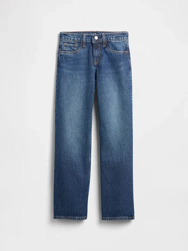 Jeans da bambino a vita bassa, dal taglio dritto e morbido