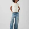 Jeans da bambino a vita bassa, gamba larga
