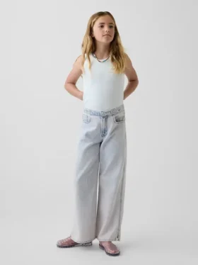 Jeans da bambino a vita bassa, gamba larga