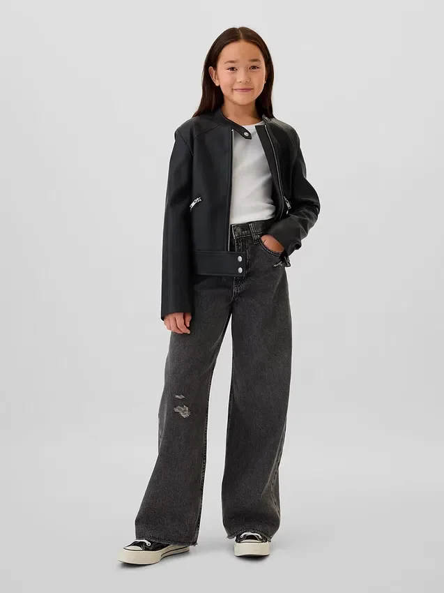 Jeans da bambino a vita bassa, gamba larga