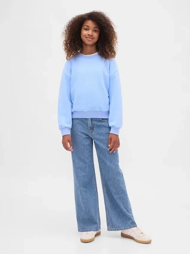 Jeans da bambino a vita bassa, gamba larga
