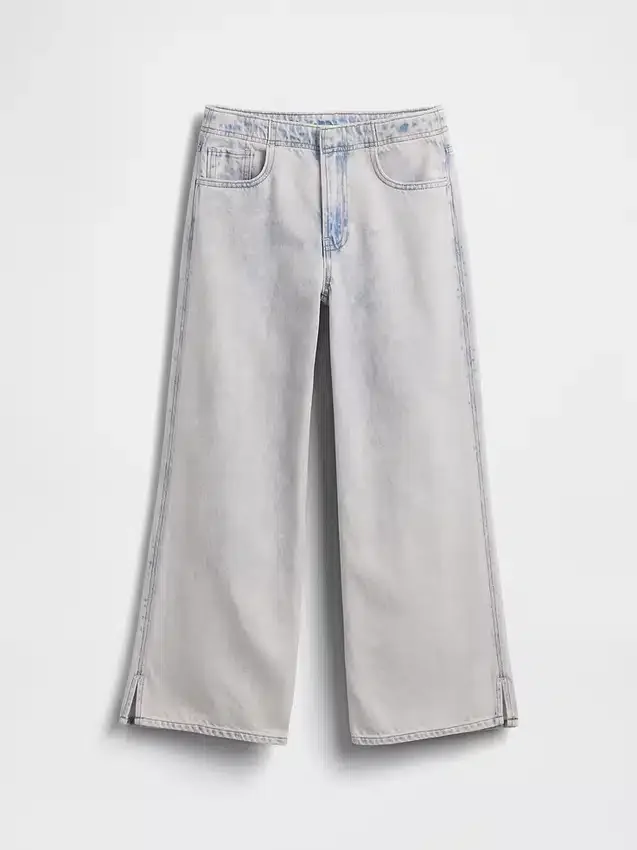 Jeans da bambino a vita bassa, gamba larga
