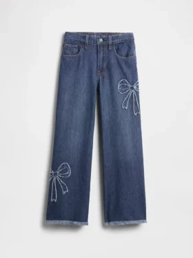 Jeans da bambino a vita bassa, gamba larga