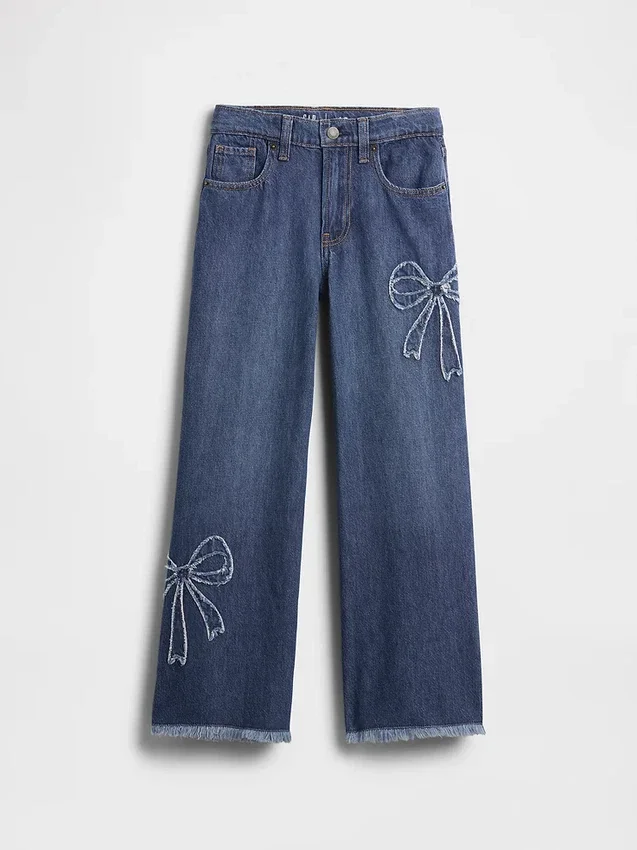 Jeans da bambino a vita bassa, gamba larga