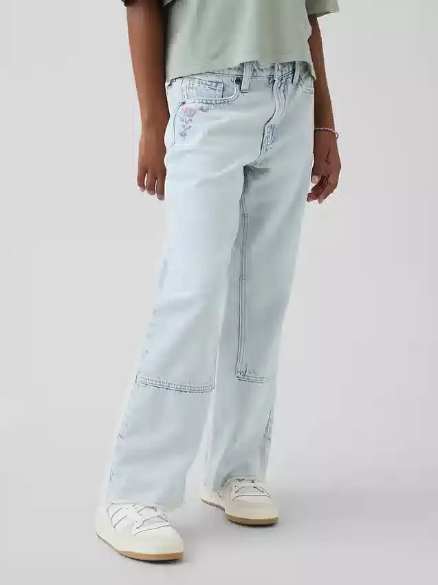 Jeans da bambino a vita bassa, gamba larga