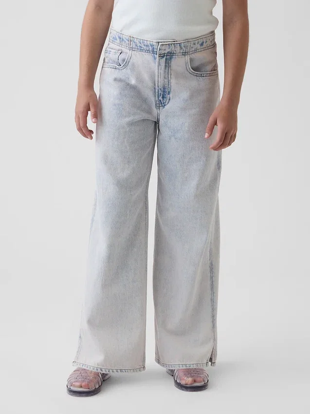 Jeans da bambino a vita bassa, gamba larga